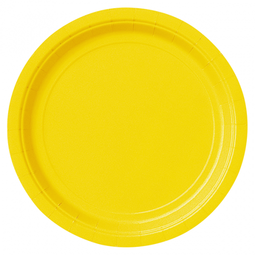 8 Pratos de papel 17cm - amarelo