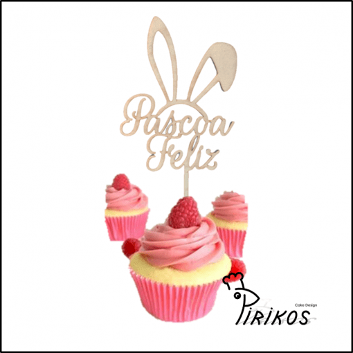 Topo de cupcake em Madeira - Páscoa Feliz